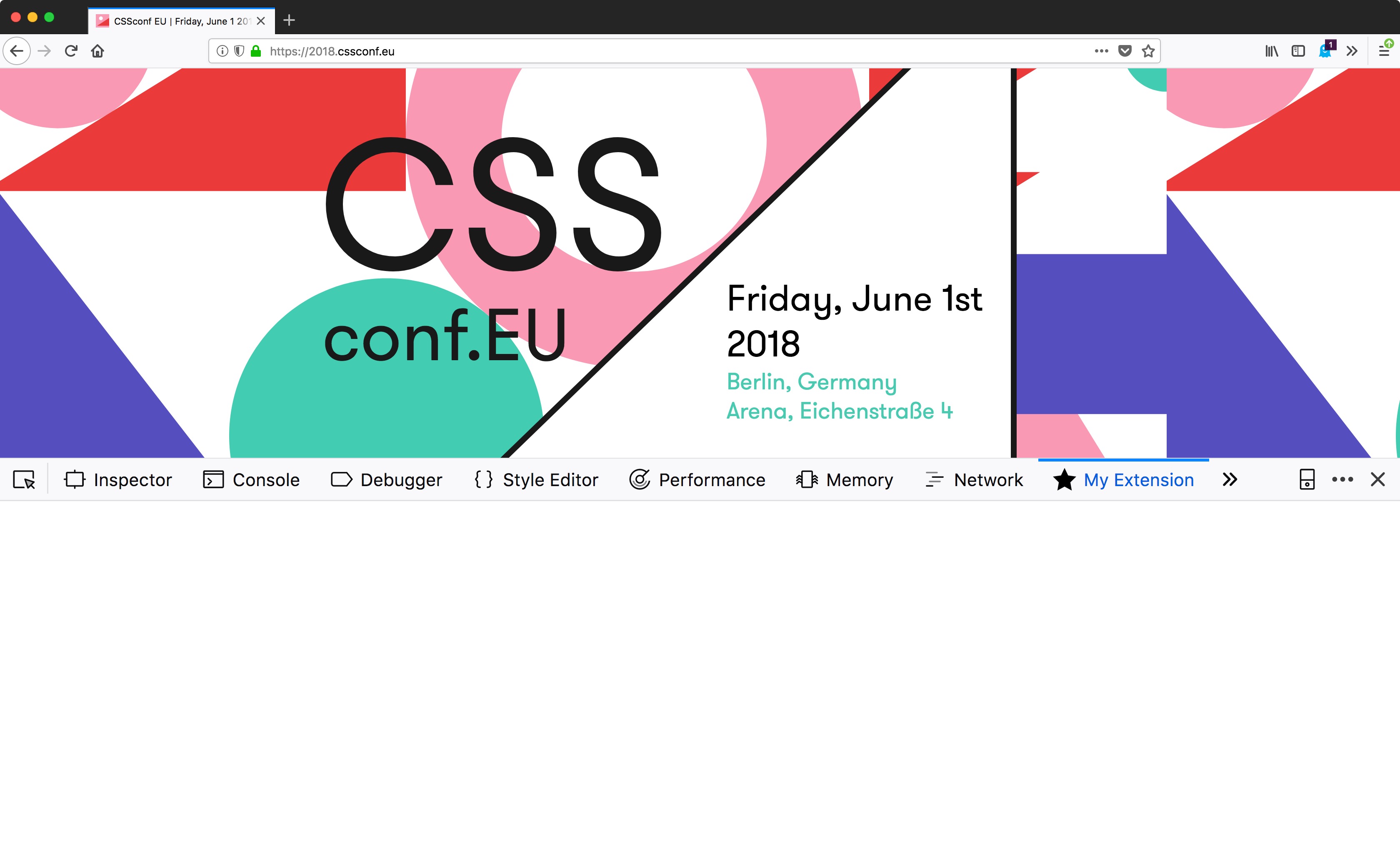 Firefox Devtools showing an empty panel for a Firefox DevTools extension.